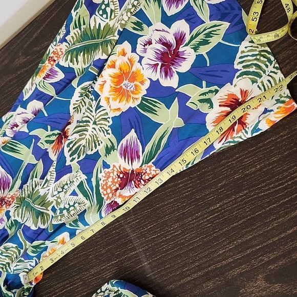 Antara Tropical Floral Print Jumpsuit Size 6 Cropped Wide Leg Cotton Vintage - Picture 11 of 14